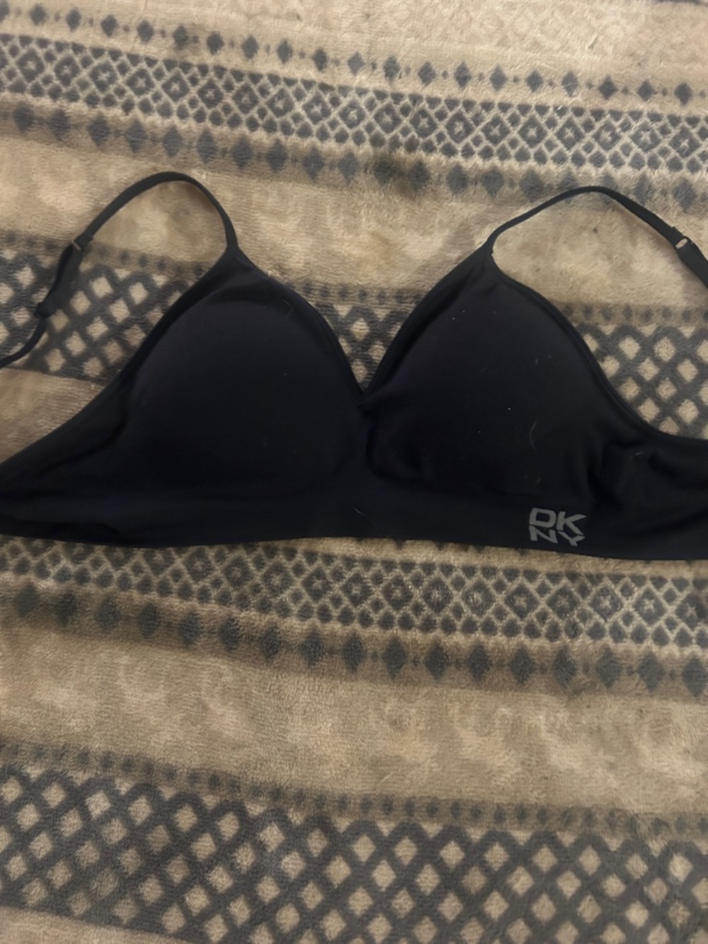 DKNY Black Seamless Lightly Padded Bralette bra sz large L